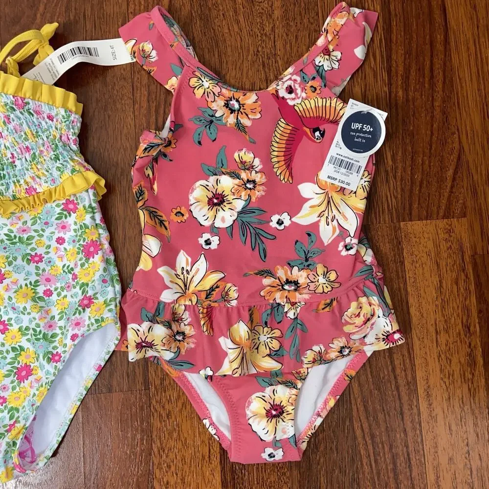 Swimsuit Lot Little Girls Size 4T NWT Nicole Miller Oshkosh UPF 50 NWT !